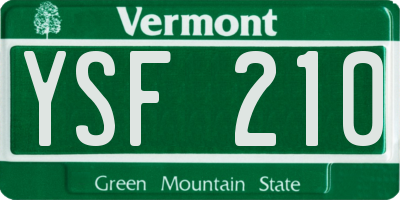 VT license plate YSF210