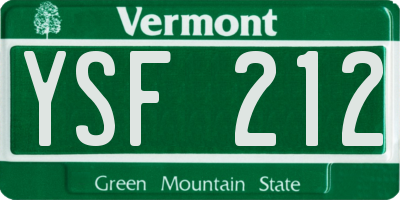 VT license plate YSF212