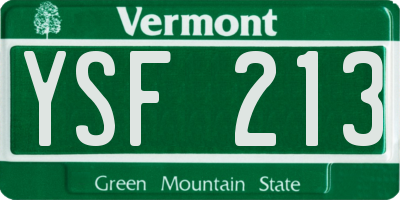 VT license plate YSF213