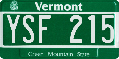 VT license plate YSF215