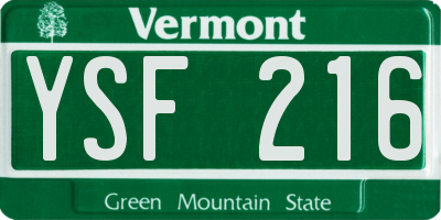 VT license plate YSF216