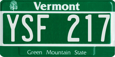 VT license plate YSF217