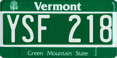 VT license plate YSF218