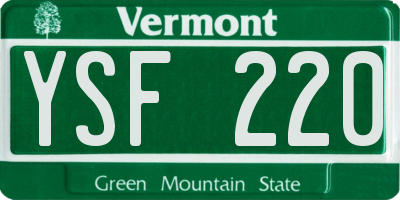 VT license plate YSF220