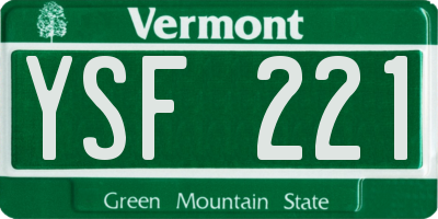 VT license plate YSF221
