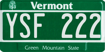 VT license plate YSF222