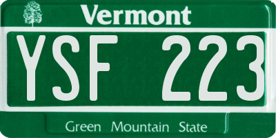 VT license plate YSF223