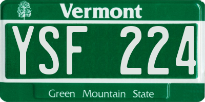 VT license plate YSF224