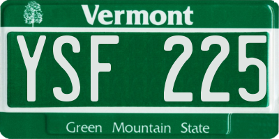 VT license plate YSF225