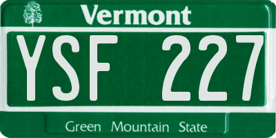 VT license plate YSF227