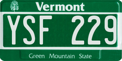 VT license plate YSF229