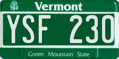 VT license plate YSF230