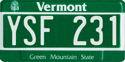 VT license plate YSF231