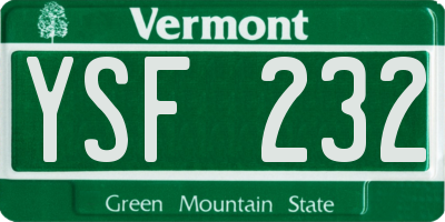 VT license plate YSF232