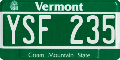 VT license plate YSF235