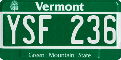 VT license plate YSF236