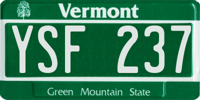 VT license plate YSF237