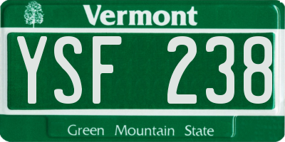 VT license plate YSF238