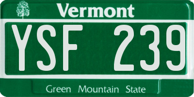 VT license plate YSF239