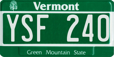 VT license plate YSF240