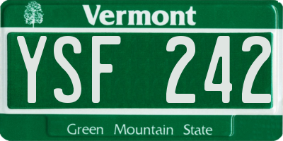VT license plate YSF242