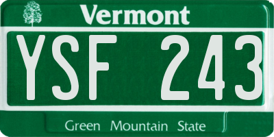 VT license plate YSF243