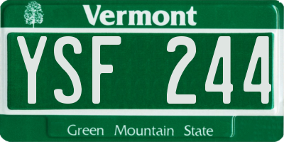 VT license plate YSF244