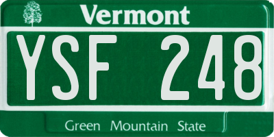 VT license plate YSF248