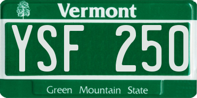 VT license plate YSF250