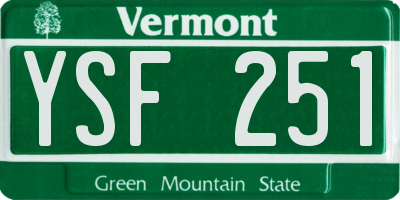 VT license plate YSF251