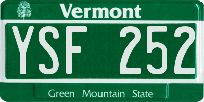 VT license plate YSF252