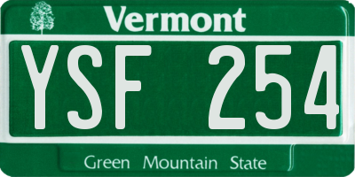 VT license plate YSF254