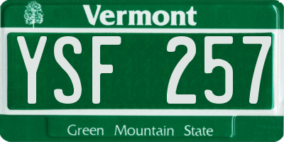 VT license plate YSF257