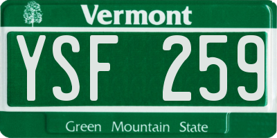 VT license plate YSF259