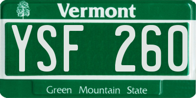 VT license plate YSF260