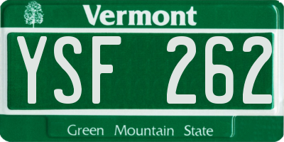 VT license plate YSF262