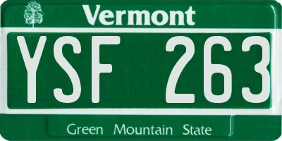 VT license plate YSF263