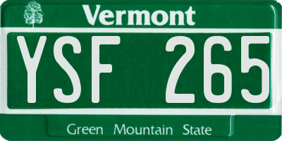VT license plate YSF265