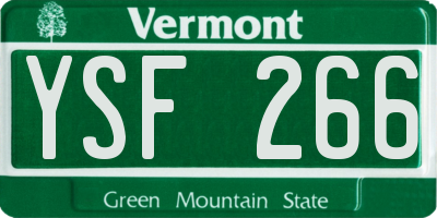 VT license plate YSF266