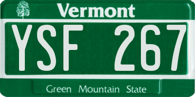 VT license plate YSF267
