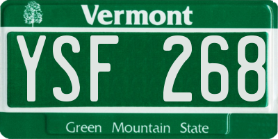 VT license plate YSF268