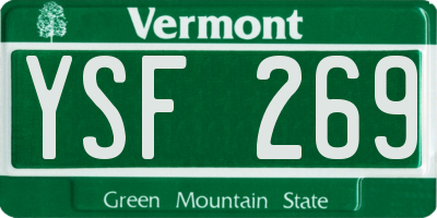 VT license plate YSF269