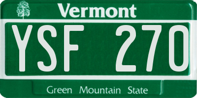 VT license plate YSF270