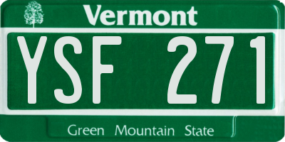 VT license plate YSF271