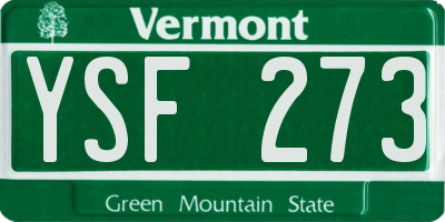 VT license plate YSF273
