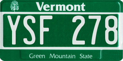 VT license plate YSF278