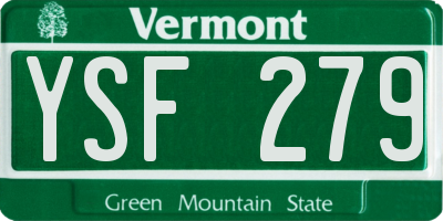 VT license plate YSF279