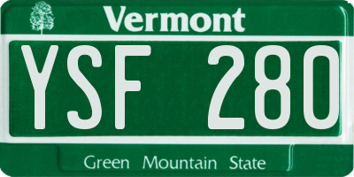 VT license plate YSF280