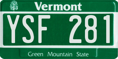 VT license plate YSF281
