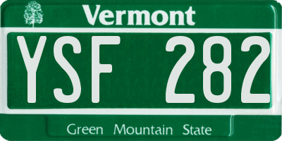 VT license plate YSF282